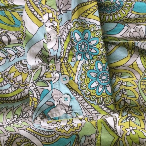 Gap Y2K Bright Paisley Floral Pattern Button Up Blouse Top Shirt - Size Medium - Picture 8 of 11